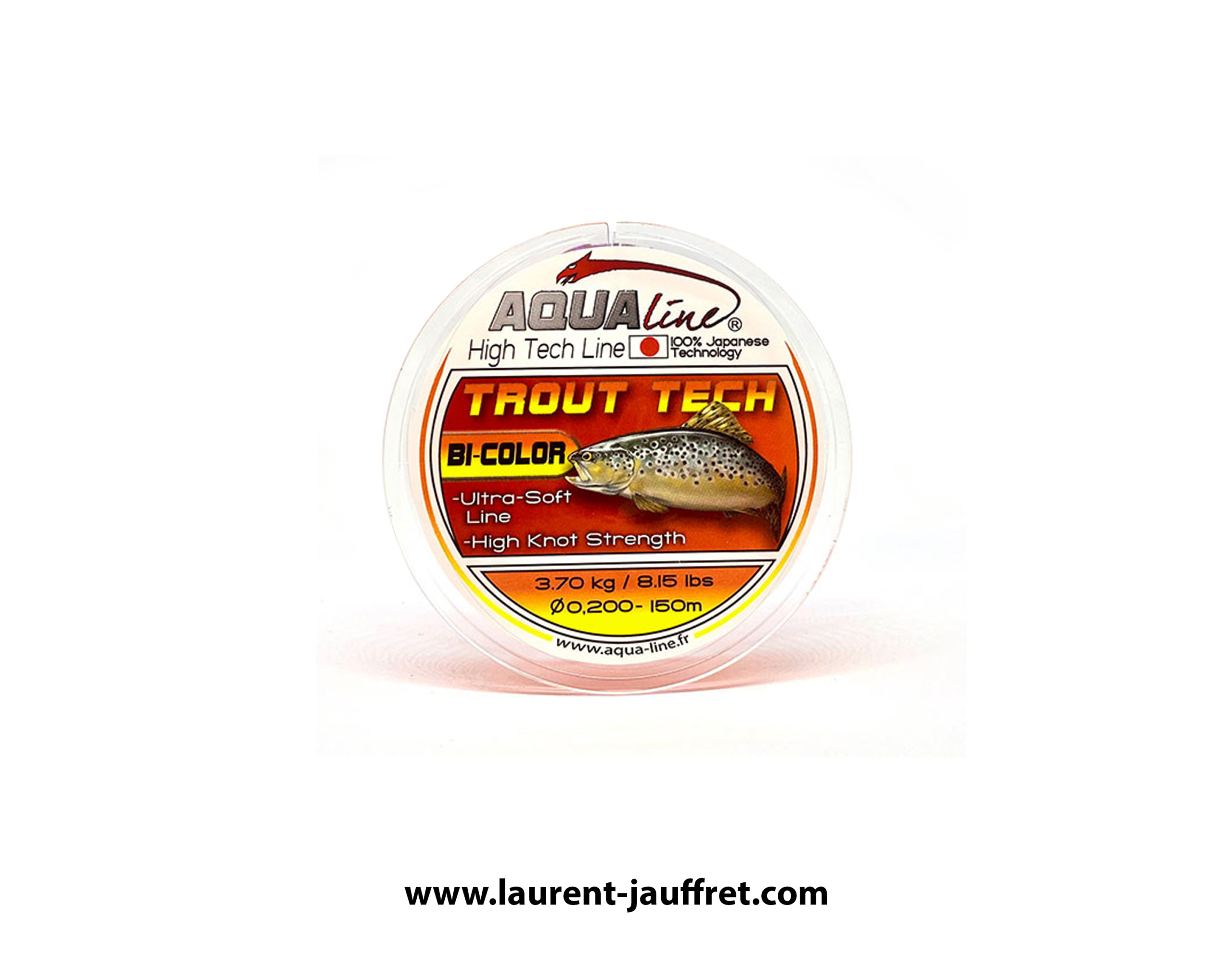 CORPS_DE-LIGNE_NYLON_AQUALINE_TROUT_TECH_BICOLORE_ROUGE_ET_JAUNE_BOBINE